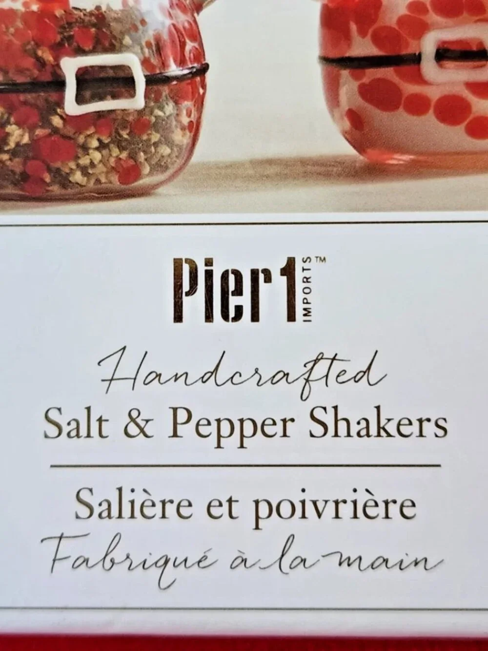 Pier 1 Imports Hand Blown Glass Santa Claus Christmas Salt/Pepper Shakers NIB